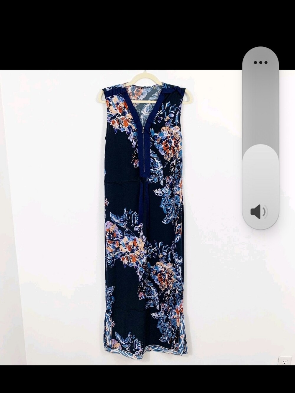 TAHARI Navy Floral Maxi Dress with Pink and Cream Accents 1X